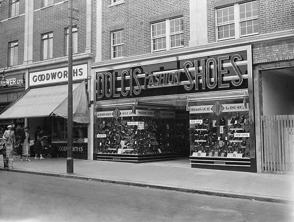The shop window at Dolcis shoe shop in Bexleyheath. 1 September 1936