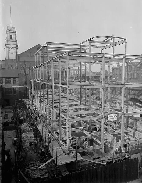 Shoreditch Town Hall, steelwork by E Wood and Company. 1937