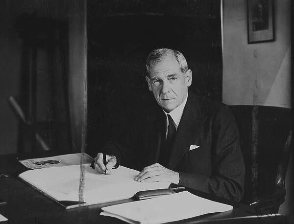 Sir Cyril Harcomb, Chairman of the New British Transport Commission at his desk