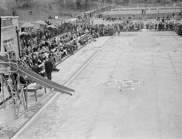 Sir E H Pelham at the opening of the new swimming baths in Crayford, Kent