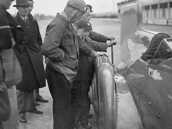 Sir Malcolm Campbell damages tyres on concrete surface of Brooklands track