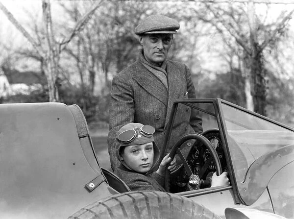 Sir Malcolm Campbell with his son Donald in the cockpit of his new Bluebird in 1933