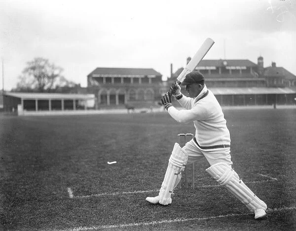 South African cricketers practice at the Oval. George Hearne, making a square out