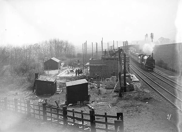 Southern rail electrification at Polhill, Kent. 1933