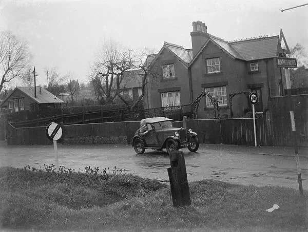 Speed limit signs in Longfield, Kent. 1939