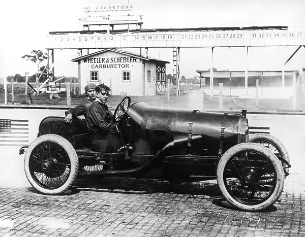 Spencer Wishart in his 1913 Mercer car which he competed in the 1913 Indianapolis 500
