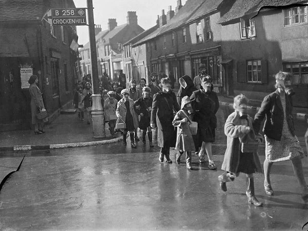 St Josephs School children during a gas mask drill in St Mary Cray, Kent