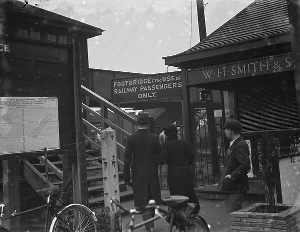 The stairs leading to the footbridge at Petts Wood station. 1936