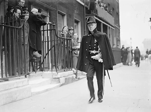 The State opening of Parliament. Lord Runciman in uniform. 8 November 1938