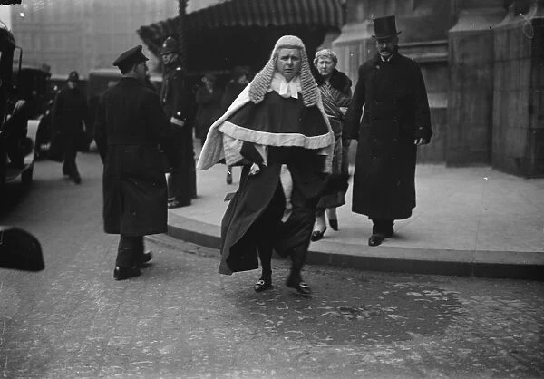 State Opening of Parliament. Mr Justice Finlay leaving. 7 February 1928