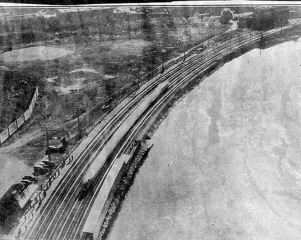 Steam train approaching New York November 13th 1934