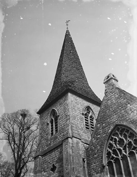The steeple on the North Cray church in Kent. 1936