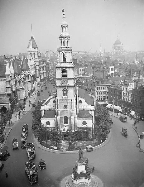 Striking view of famous London church. Striking view of St Clement Danes Church in the Strand