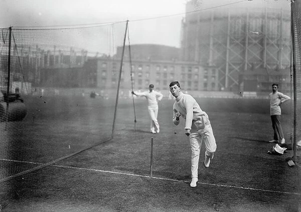 Surrey Boy Bowler, Busy at the Oval cricket ground in London Ronald Lowe the 16