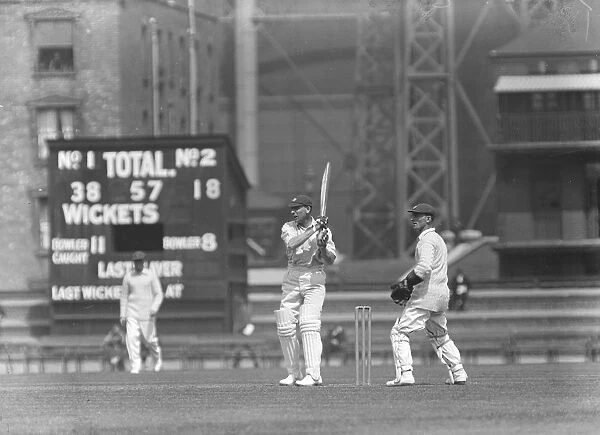 Surrey versus Gloucester at the Oval. Shepherd making an off drive. 11 May 1927
