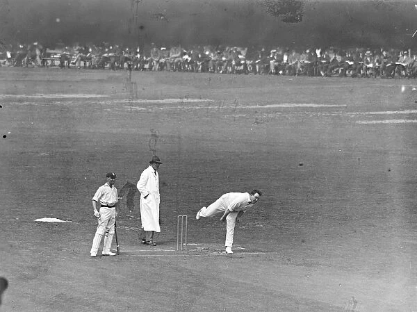 Surrey versus Lancashire at The Oval cricket ground. R Tyldesley ( Lancs ) bowling