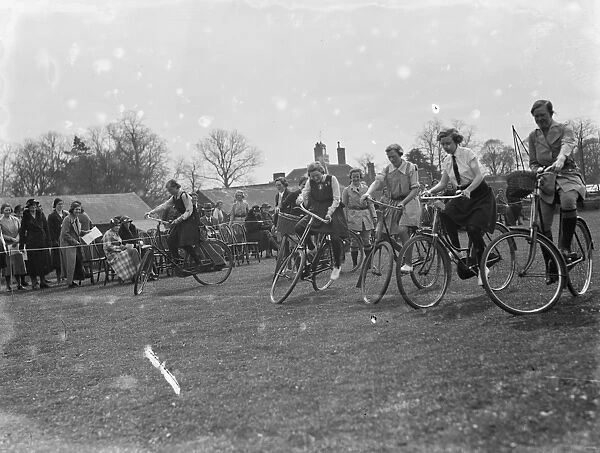 Swanley college sports. Racing the slowest bicycle 1936
