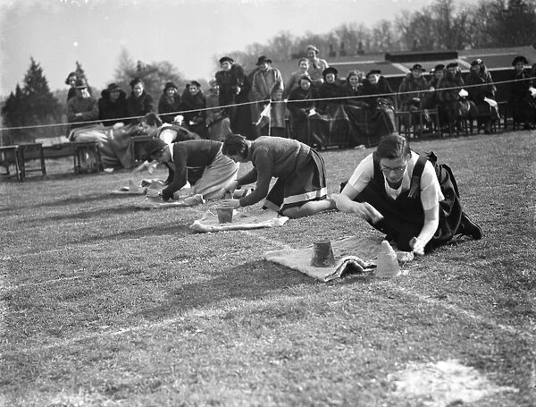 Swanley Horticultural College Sports, obstacle race. 1938
