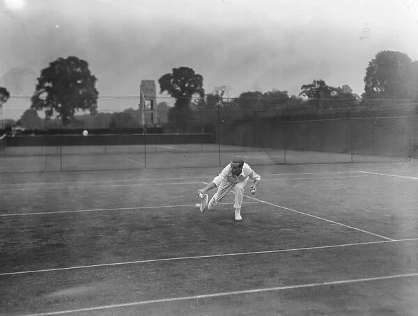 Tennis championships at Wimbledon. L A Godfree in play. 22 June 1925