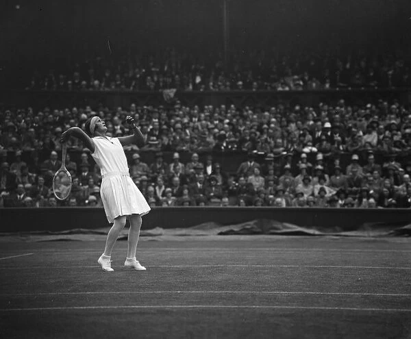 Tennis at Wimbledon. Miss Heine in play. 1 July 1929