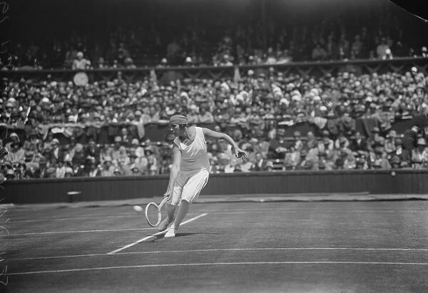 Tennis at Wimbledon. Senorita de Alvarez in play. 5 July 1928