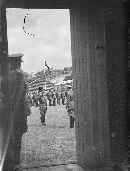Territorial Army recruits at camp in Chichester, Sussex. Drilling. 1939