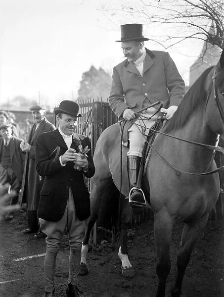 Terry Thomas (left) and Jimmie Edwards, photographed at the meet of the Old Surrey