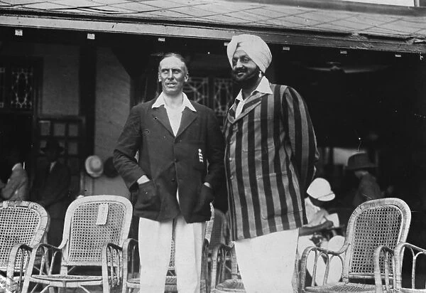 Thee MCC in India. Gilligan photographed with the Maharajah of Patiala 1st January