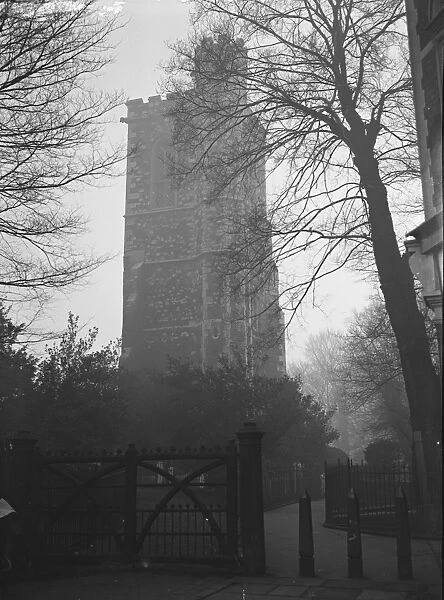 The thirteenth century bell tower at Hornsey which has survived two churches