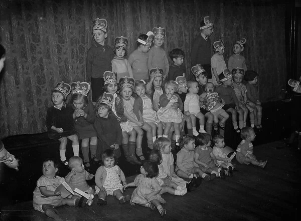 Toddlers group at a childrens party at Horton Kirby, Kent. 1938