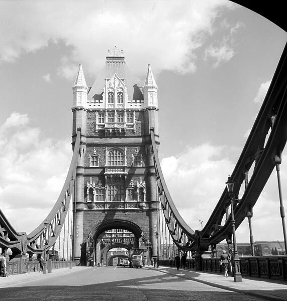 Tower Bridge is a bascule bridge over the River Thames, London, England, UK