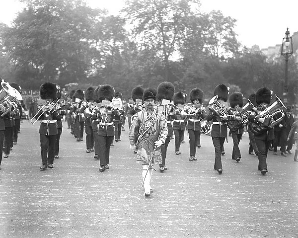 Trooping of the Colours The band of the Welsh Guards in their state dress on their
