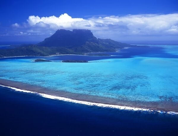 Tropical beauty. Polynesia. Bora Bora from the air