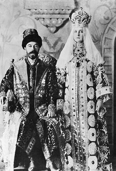 Tsar Nicholas II and the Tsarina Alexandra in coronation robes