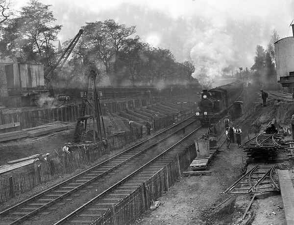 Underground Extension Works - The scene at Leytonstone during the extension of