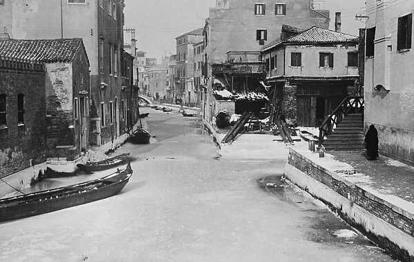 An unusal sight in Venice. The Canals iced over 20 February 1929