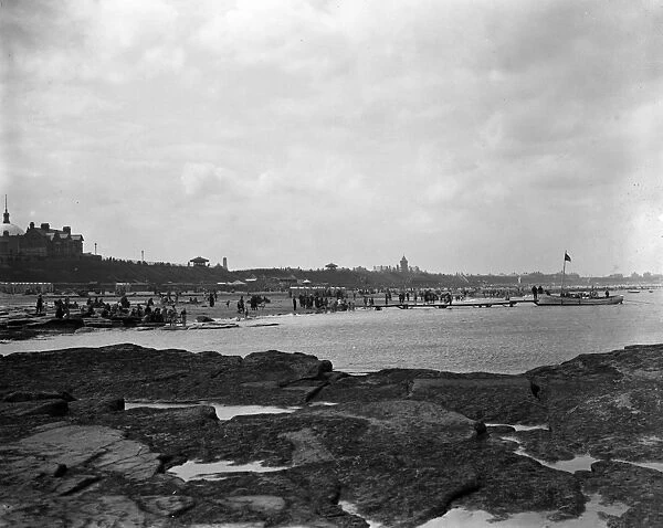 A view of the beach at Whitley Bay, Northumberland. 1928