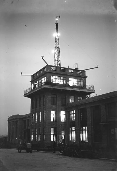 Waiting for the night mail which was forced down. The Croydon control tower in