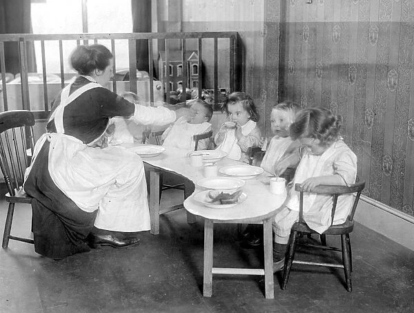 War Creche exclusive for munition workers. children at Acton, known as the Acton Central Nursery