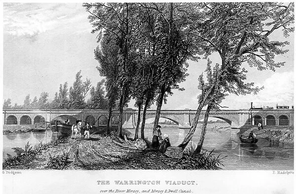 The Warrington Viaduct, over the River Mersey and Mersey and Irwell Canal, on the