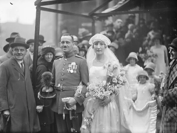 Wedding. The marriage between Flt Lt Denys Gilley, and Miss K Stocken took place