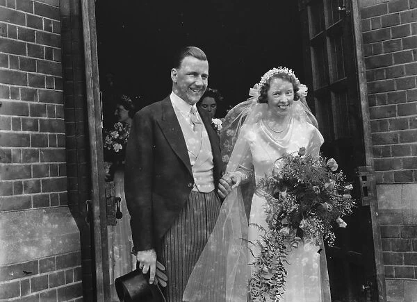 Wedding of N Spencer in Sidcup. The happy couple 1935