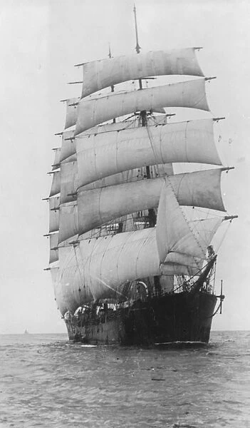 White wings at full stretch. A fine study of the C B Pedersen sailing ship, now