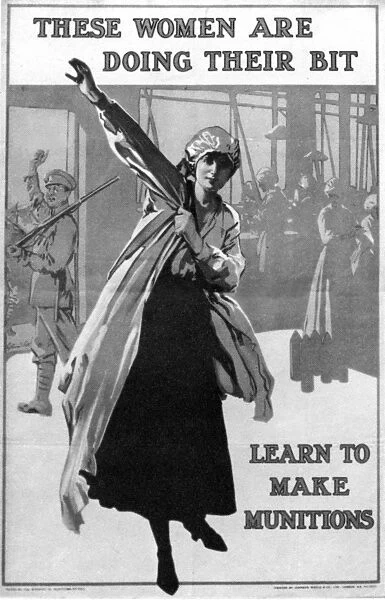 World War One poster These Women Are doing their bit Leanr to Make Munitions