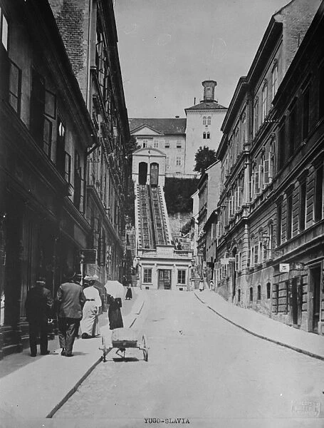 Yugoslavia. Zagreb ( Agram ), the funicular railway seen from Tomic Street. January
