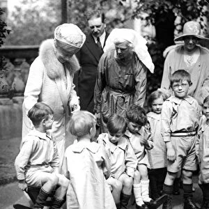 12 June 1928 Queen Mary visiting the Emergency Home for Children at Beauchamp Lodge