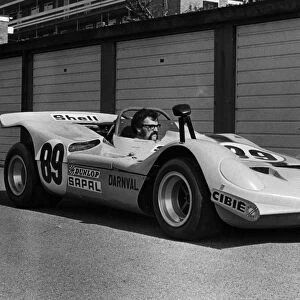 1972 Lenham Repco 3 litre sports car Roger Hurst prior to practice at Le Mans 1972