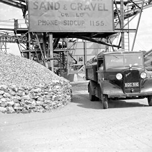 3 ton Bedford truck leaving the Sand & Gravel Co Ltd, gray gravel pit in Sidcup, Kent
