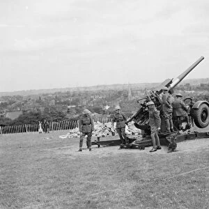 A 4. 7 in anti aircraft gun part of a anti aircraft gun emplacement on Hilly Fields