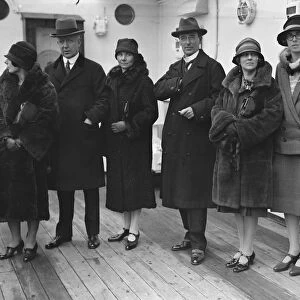 Aboard SS Almeda at Tilbury. Sir Edward Vestey, Lady Vestey, general, Mrs